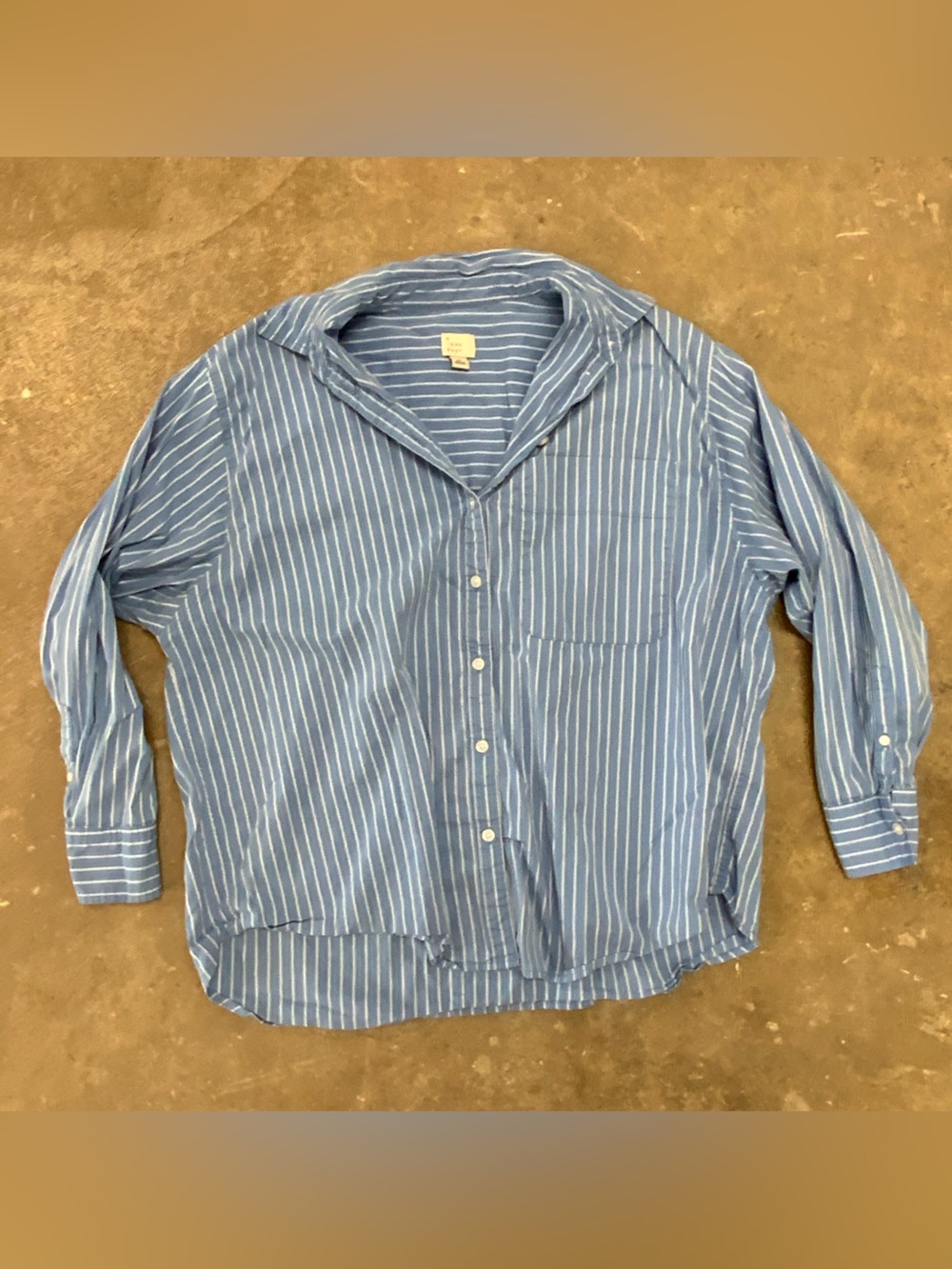 Women’s Blue Striped Button-Up Shirt oversized a new day
